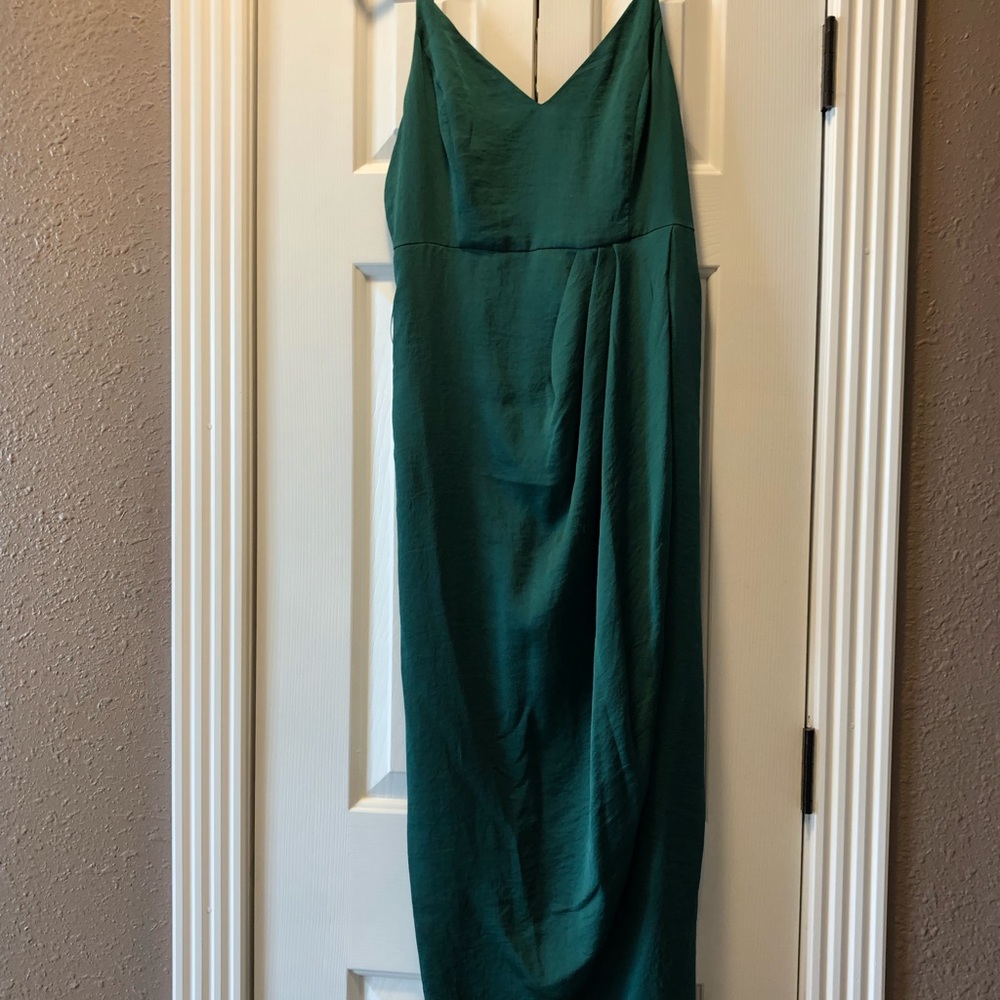 Long hunter green dress from express